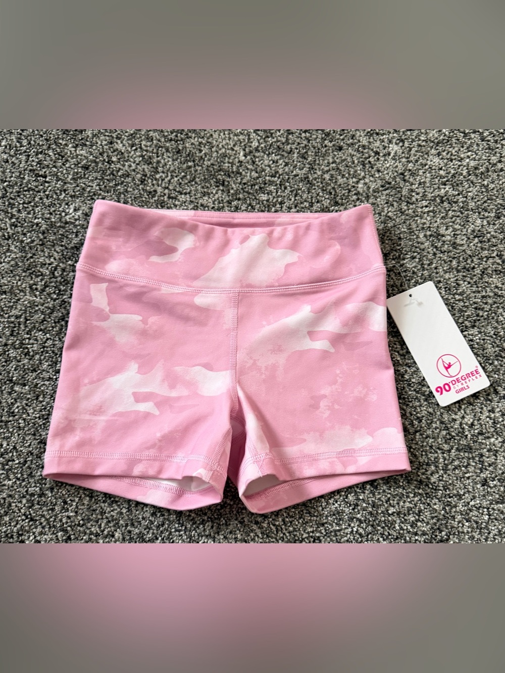 90 Degree By Reflex Pink Camo High-Rise Bike Shorts